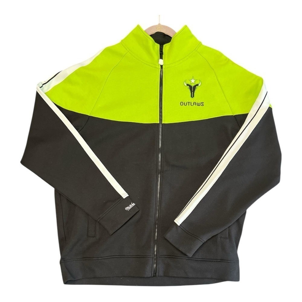 Mitchell & Ness Houston Outlaws Black and Neon Green Track Jacket XXL